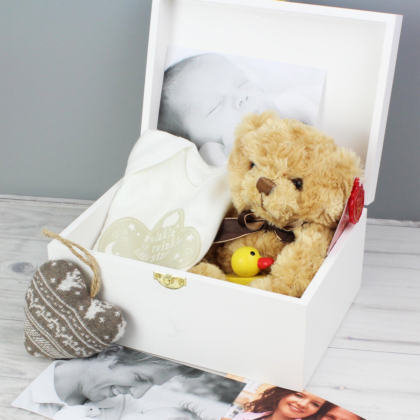 Personalised Baby To The Moon and Back White Wooden Keepsake/Ashes Box