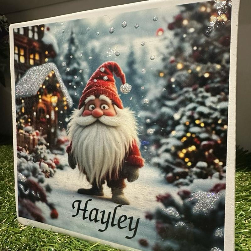 Christmas Gonk weighted memorial flower vase with glitter detail