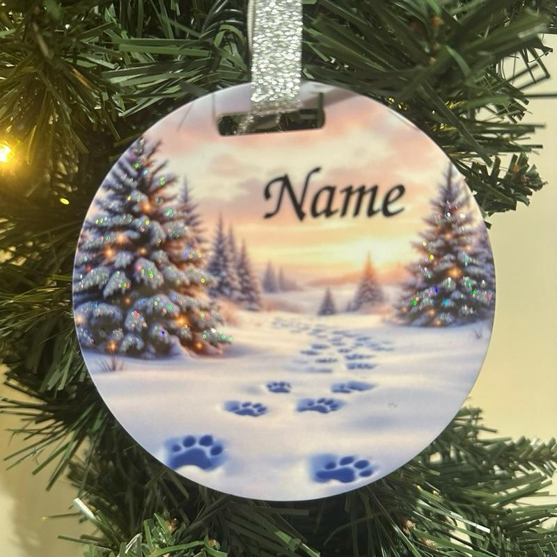 Pet paw personalised Christmas tree bauble