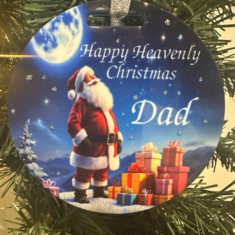 Santa moon Christmas tree bauble acrylic glitter detail