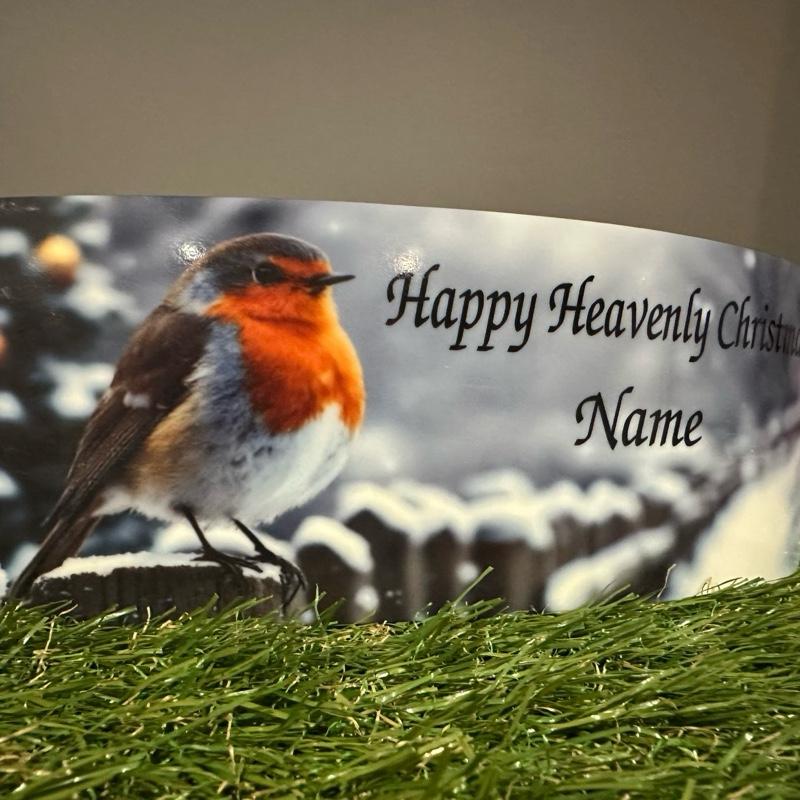 Christmas robin memorial plaque with glitter details indoor or outdoor use