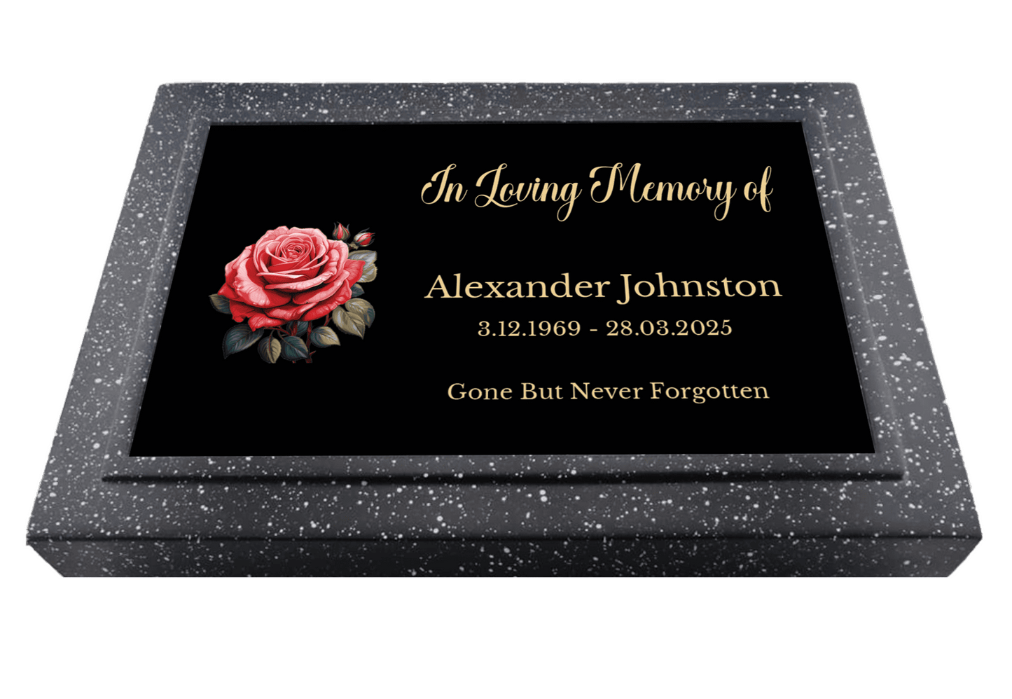 Personalised In Loving Memory Rose Design Memorial Plaque Grave Marker