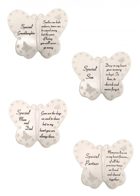 Options - Diamante butterfly memorial plaque