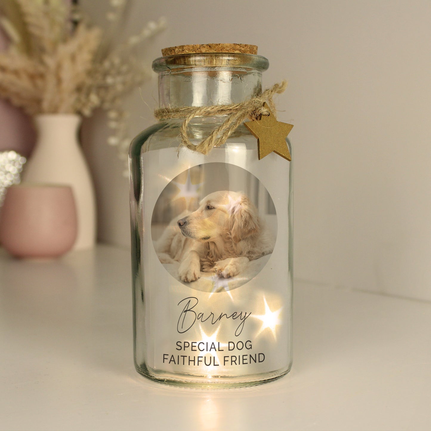 Personalised Photo memorial LED Glass Jar