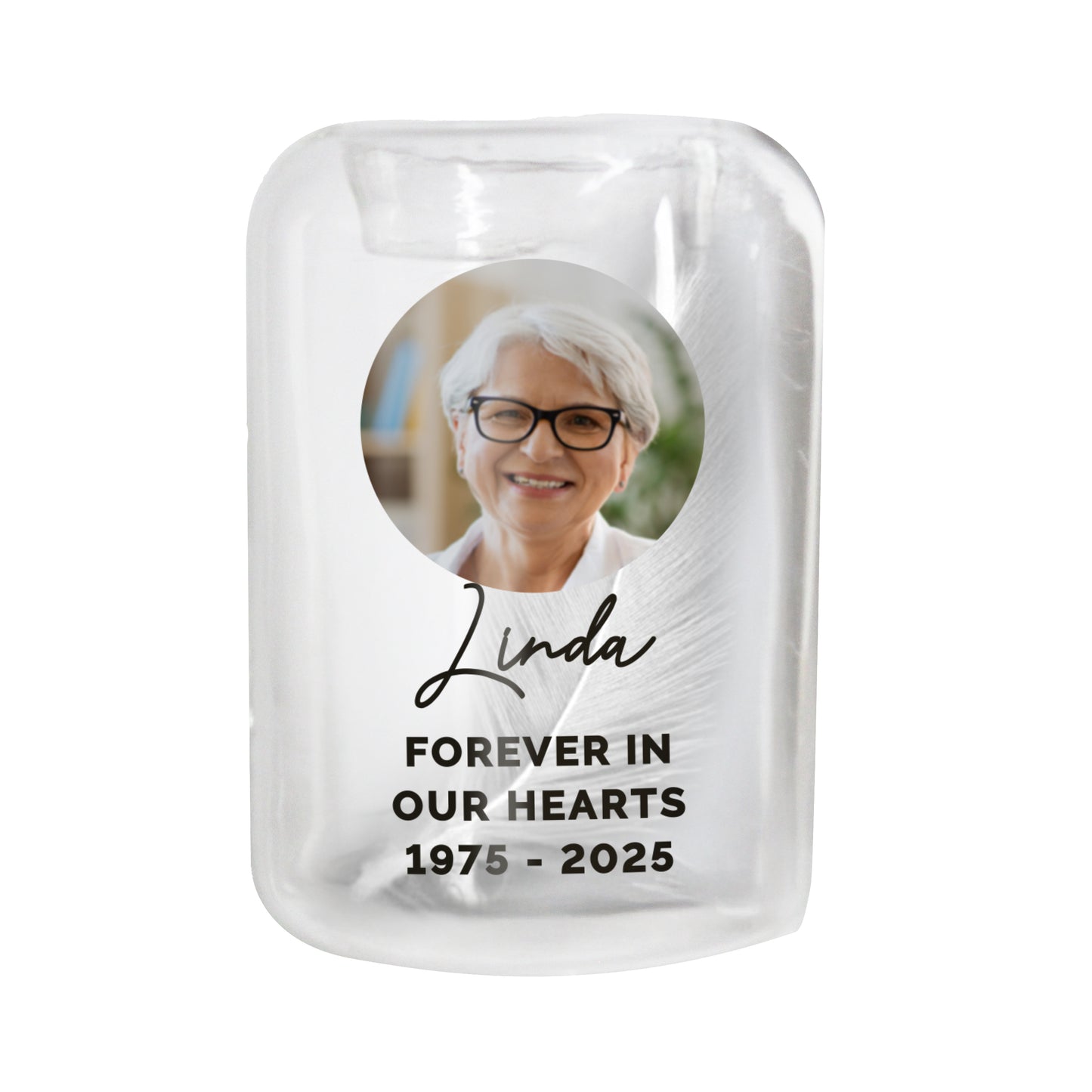 Personalised Photo Memorial Feather Tealight Holder