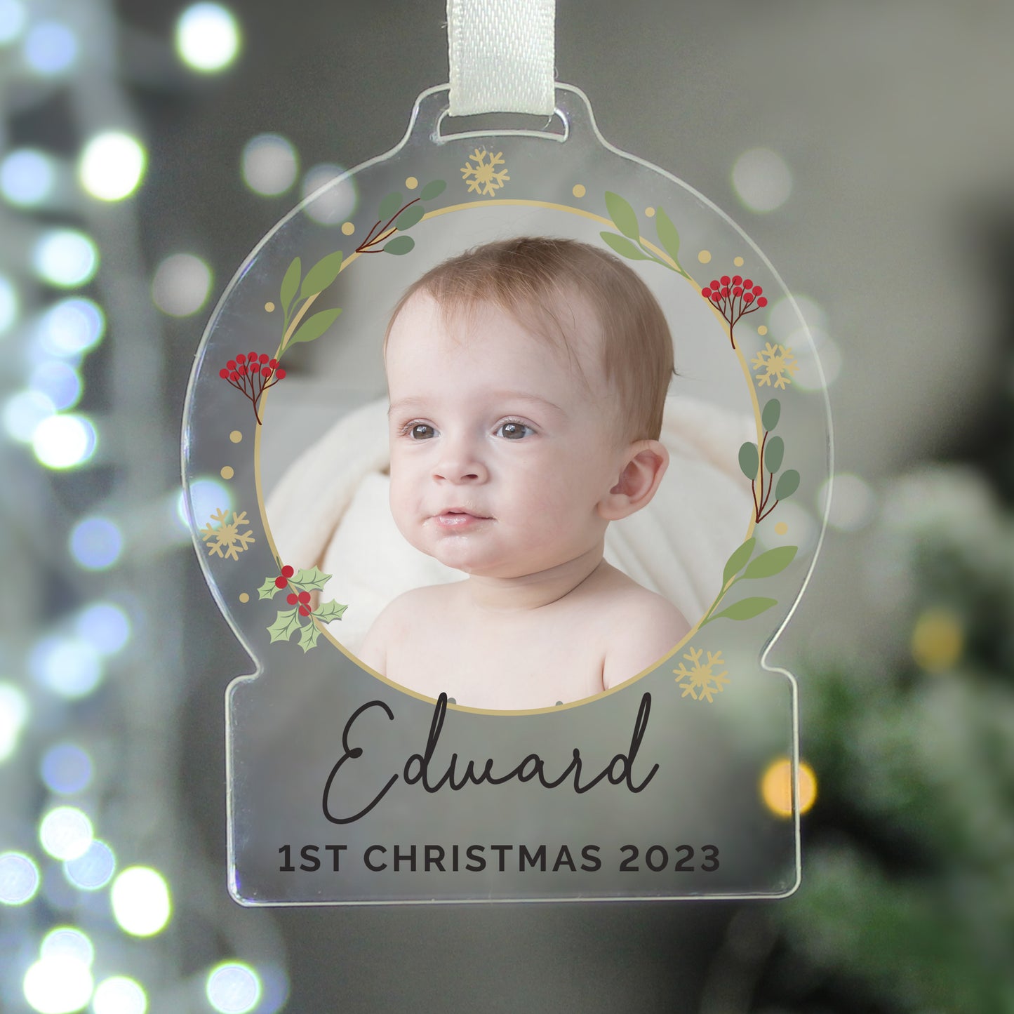 Personalised Photo Upload Acrylic Christmas Decoration