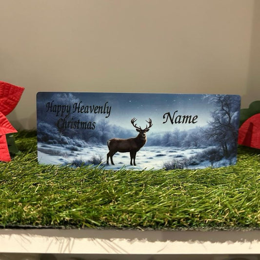 Christmas stag memorial plaque with glitter details indoor or outdoor use