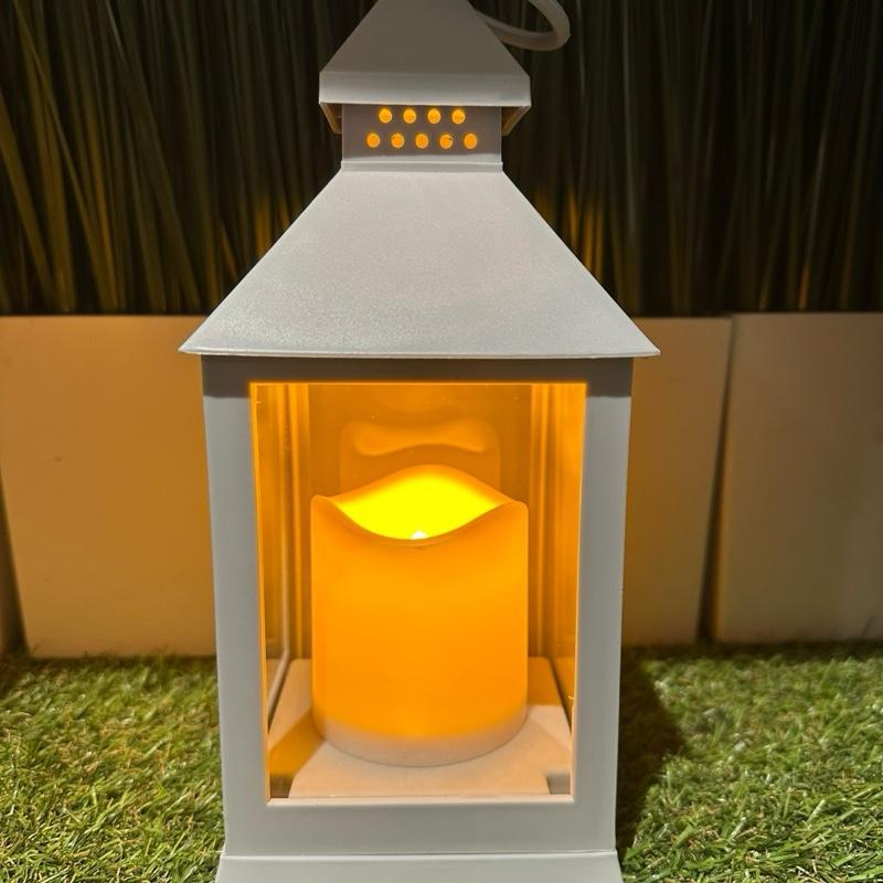 Personalised - Sunflower design outdoor grey lantern with glitter detail & 6 hour timer