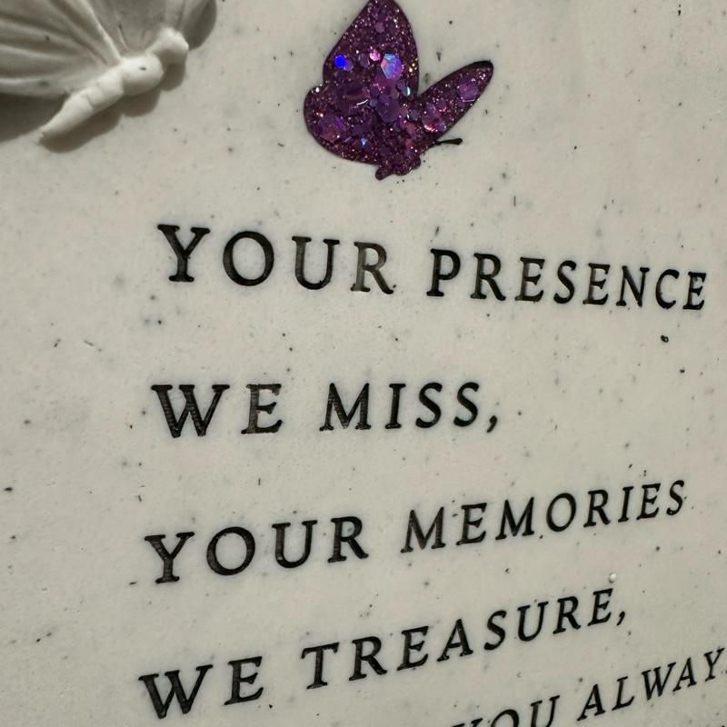 Butterfly Graveside Standing Heart - Your Presence - glitter options