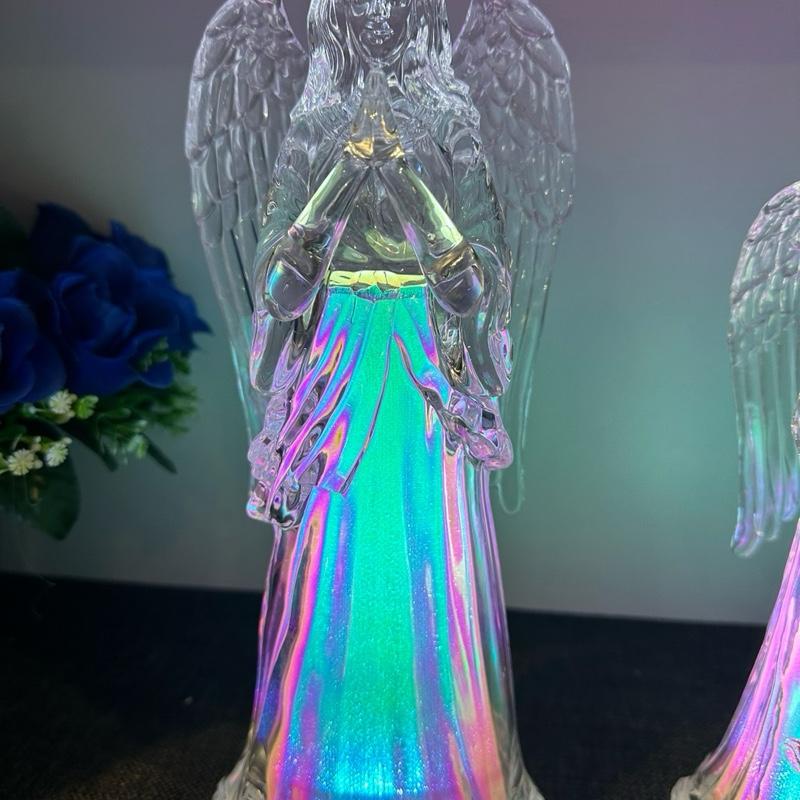 Size options - LED colour changing acrylic angel indoor use battery or USB