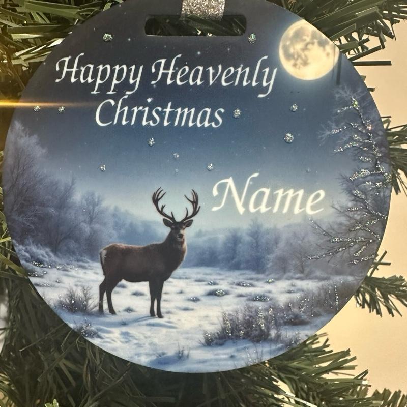 Stag Christmas tree bauble acrylic with glitter