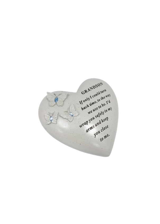 Options - Butterfly hearts with pink or blue gems memorial stones
