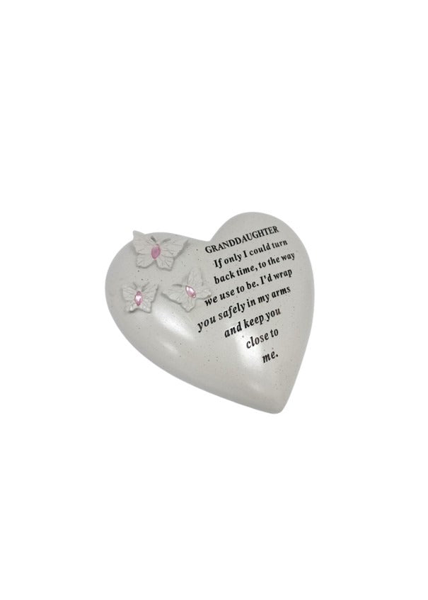 Options - Butterfly hearts with pink or blue gems memorial stones