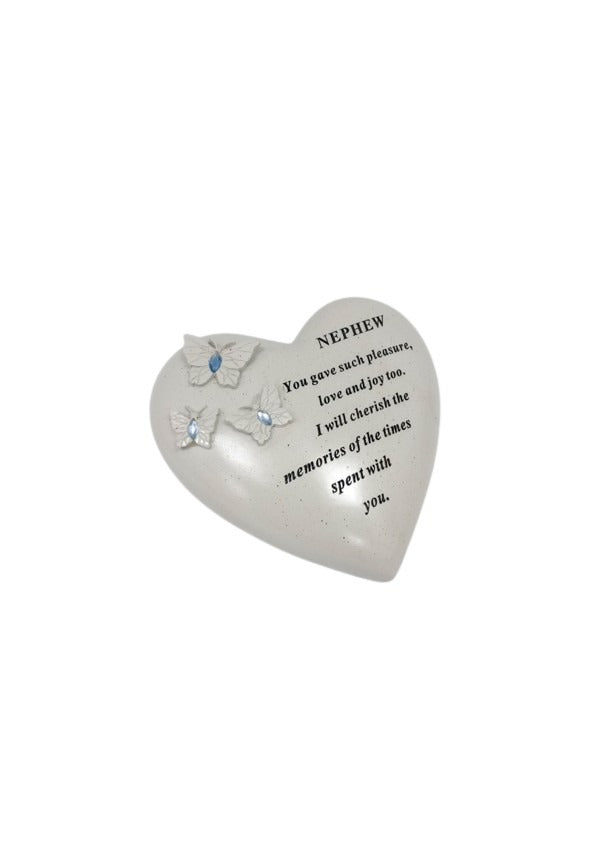 Options - Butterfly hearts with pink or blue gems memorial stones