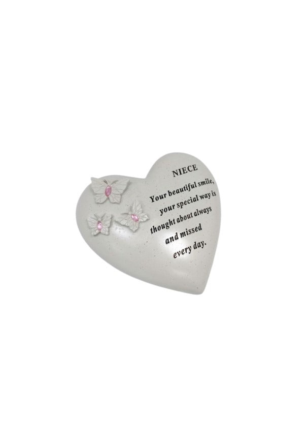Options - Butterfly hearts with pink or blue gems memorial stones