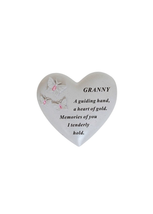 Options - Butterfly hearts with pink or blue gems memorial stones