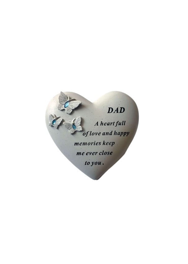 Options - Butterfly hearts with pink or blue gems memorial stones