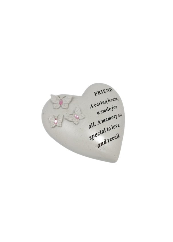 Options - Butterfly hearts with pink or blue gems memorial stones
