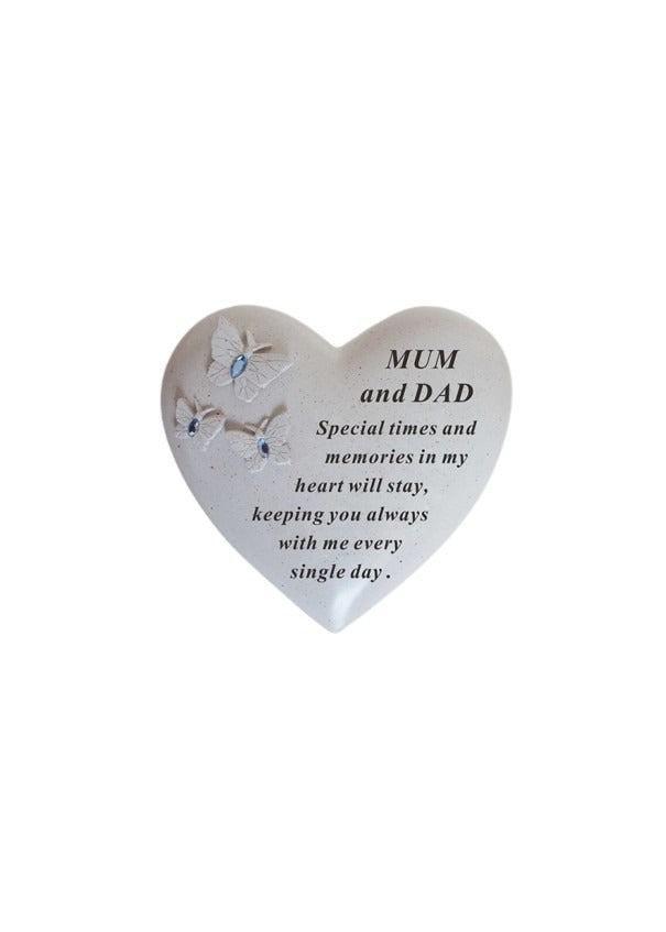 Options - Butterfly hearts with pink or blue gems memorial stones