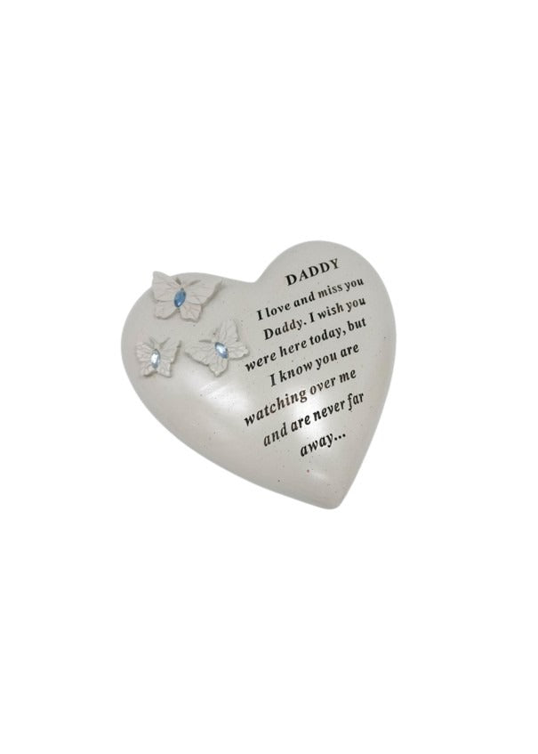 Options - Butterfly hearts with pink or blue gems memorial stones