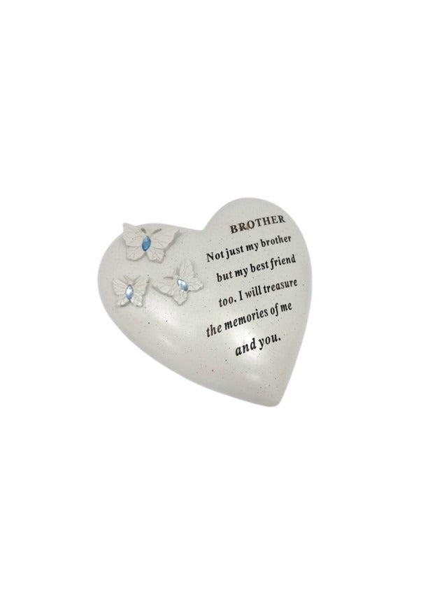 Options - Butterfly hearts with pink or blue gems memorial stones