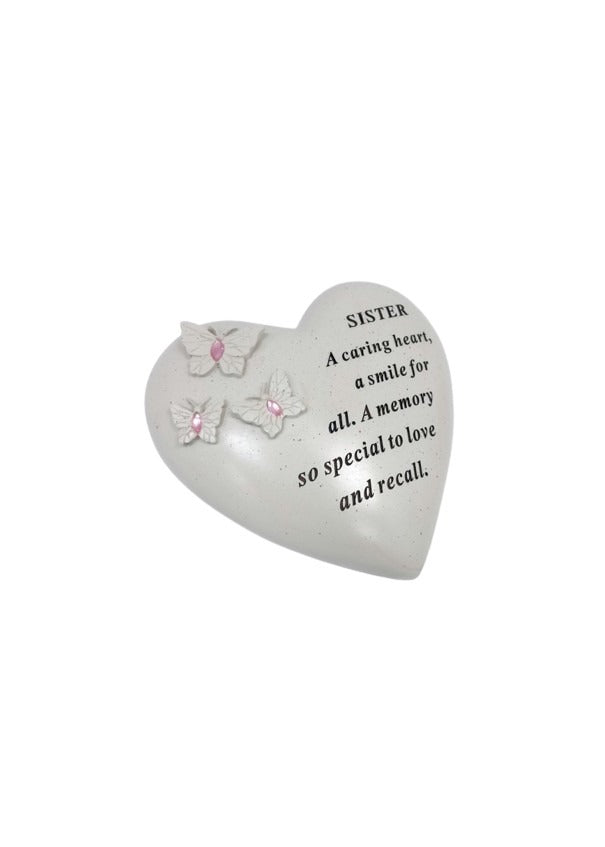 Options - Butterfly hearts with pink or blue gems memorial stones