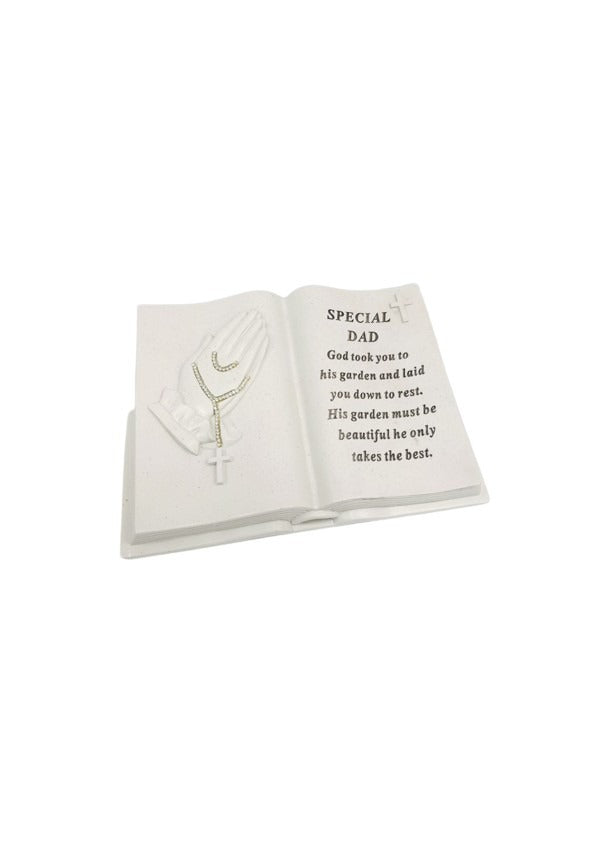 Options - Hands memorial book with rosary bead diamante decoration stone.