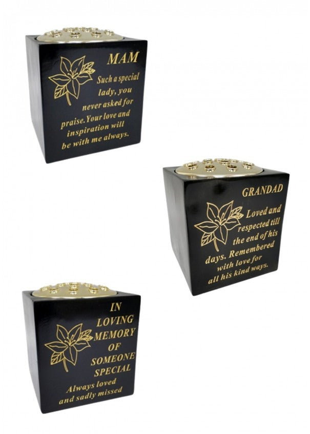 Options - Black & gold daffodil flower vase with gold insert