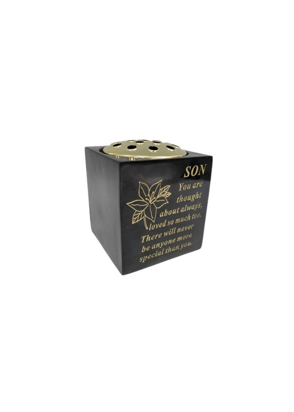 Options - Black & gold daffodil flower vase with gold insert