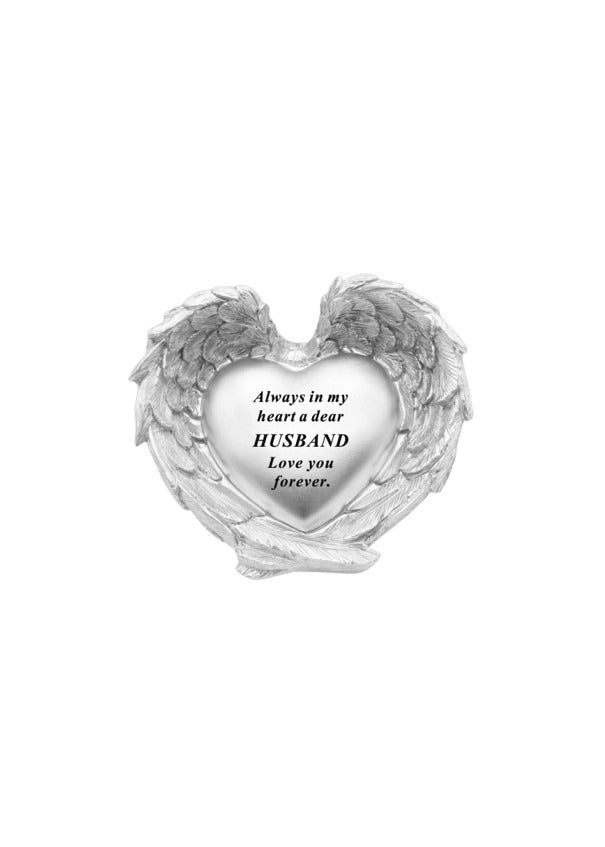 Options - silver heart in wings outdoor plaque