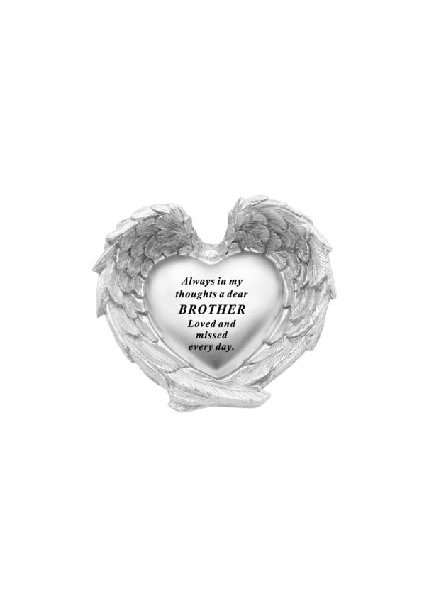 Options - silver heart in wings outdoor plaque