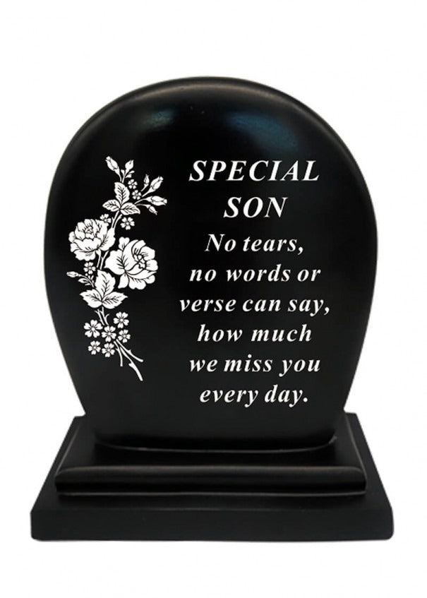 Options - Black Plaque With White Floral Detail