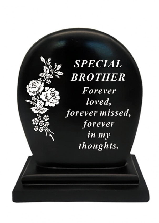 Options - Black Plaque With White Floral Detail