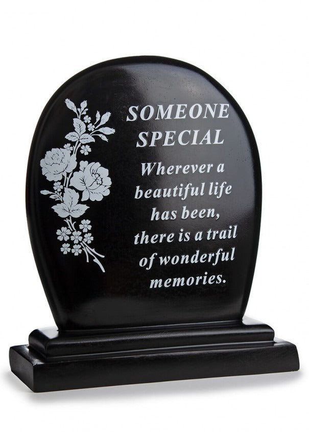 Options - Black Plaque With White Floral Detail