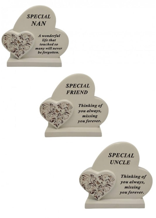 Options - Cream Double Heart Memorial With Message And Floral Detail graveside Decor