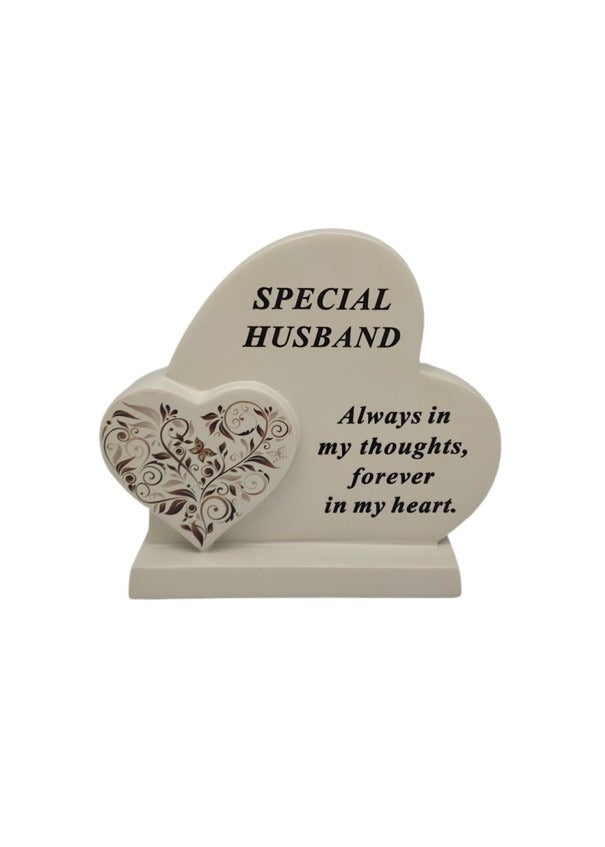 Options - Cream Double Heart Memorial With Message And Floral Detail graveside Decor
