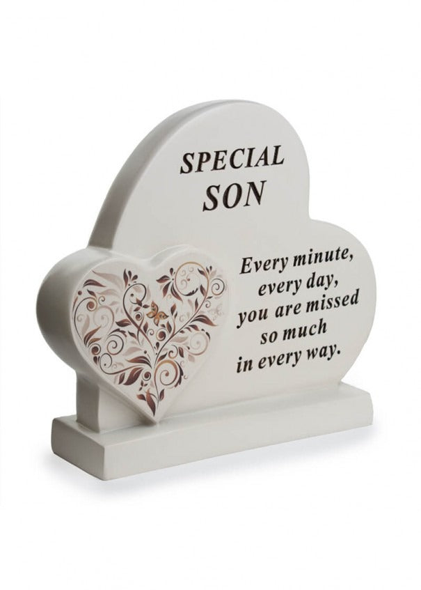 Options - Cream Double Heart Memorial With Message And Floral Detail graveside Decor