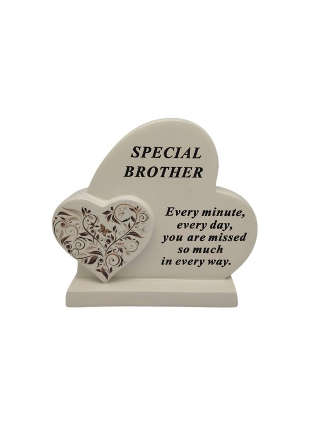 Options - Cream Double Heart Memorial With Message And Floral Detail graveside Decor