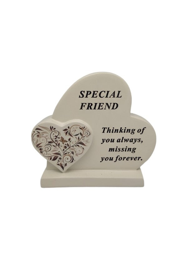 Options - Cream Double Heart Memorial With Message And Floral Detail graveside Decor
