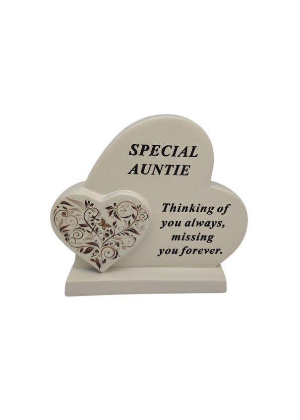 Options - Cream Double Heart Memorial With Message And Floral Detail graveside Decor