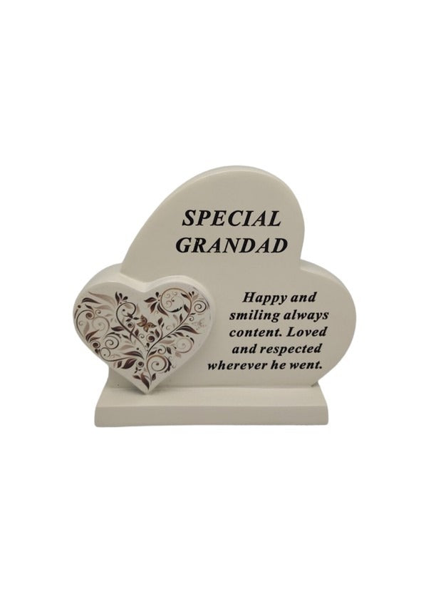 Options - Cream Double Heart Memorial With Message And Floral Detail graveside Decor
