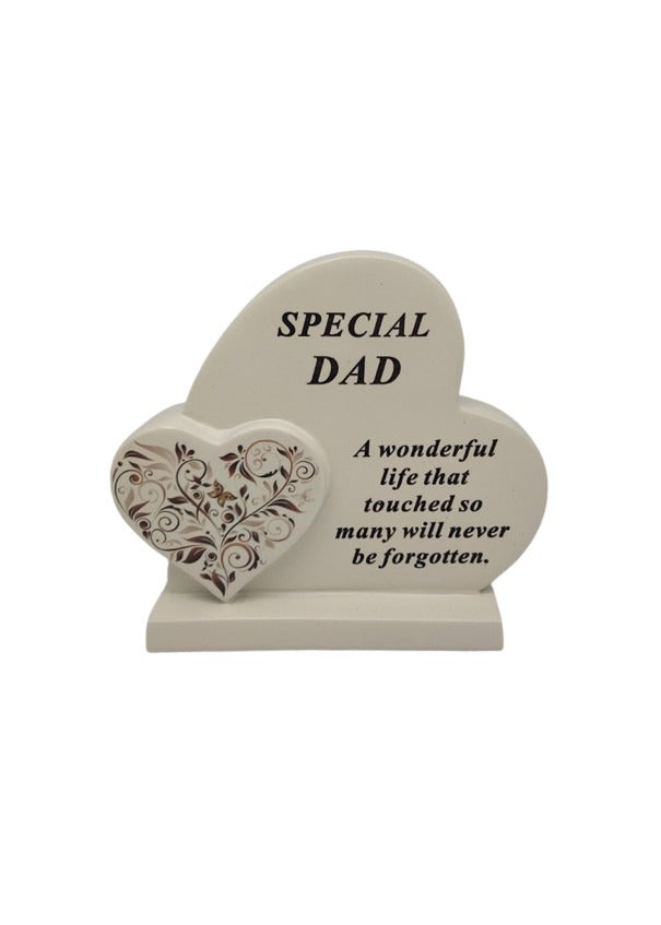 Options - Cream Double Heart Memorial With Message And Floral Detail graveside Decor