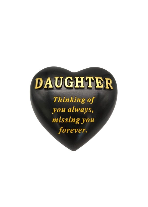 Options - Black Heart With Gold Letters memorial stone