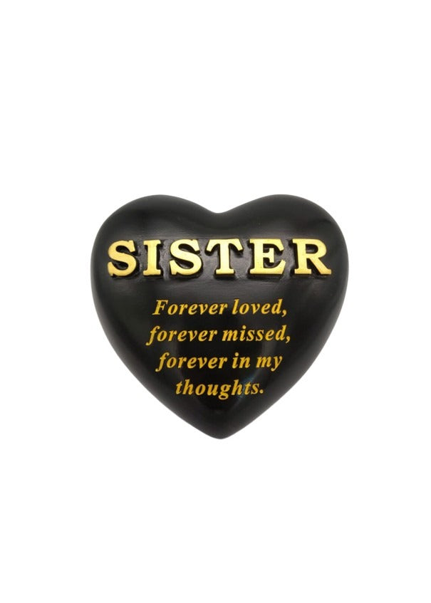 Options - Black Heart With Gold Letters memorial stone