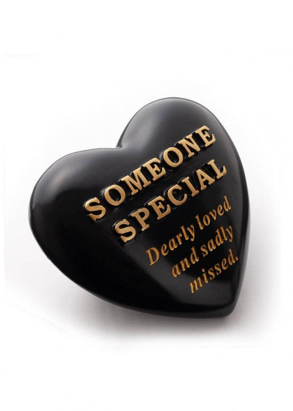 Options - Black Heart With Gold Letters memorial stone
