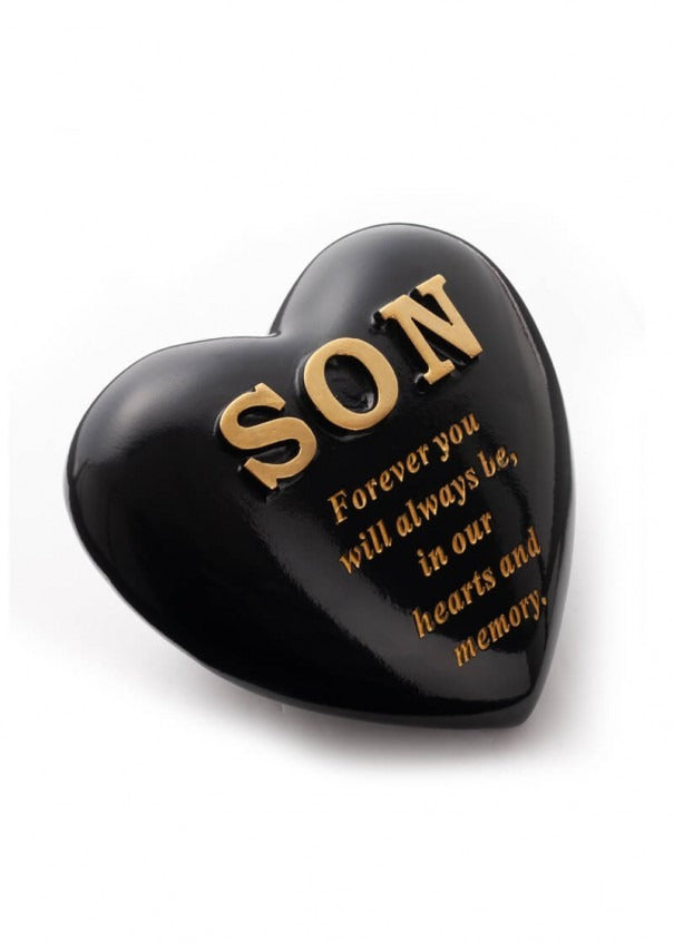 Options - Black Heart With Gold Letters memorial stone