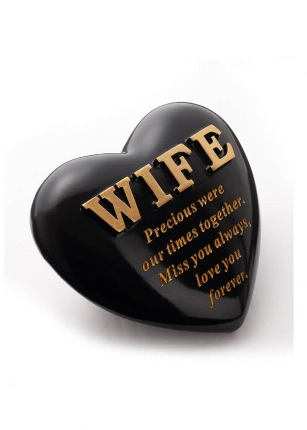 Options - Black Heart With Gold Letters memorial stone