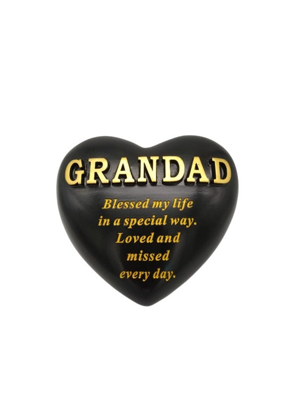 Options - Black Heart With Gold Letters memorial stone