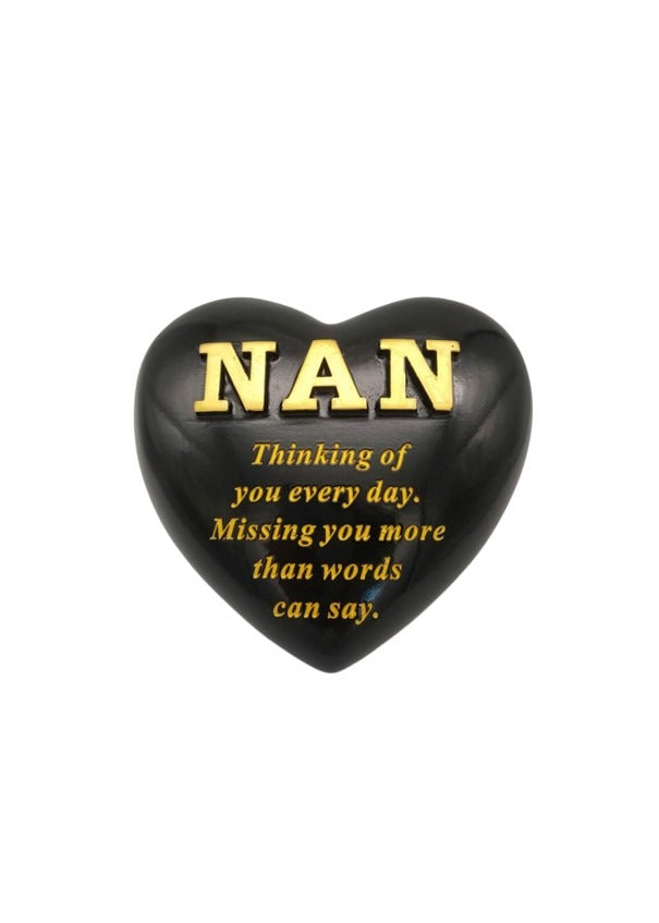 Options - Black Heart With Gold Letters memorial stone