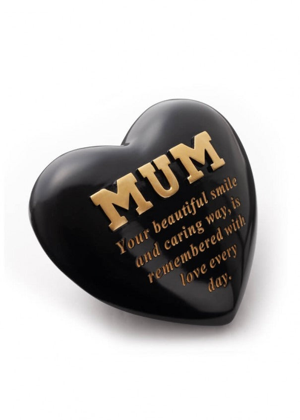 Options - Black Heart With Gold Letters memorial stone